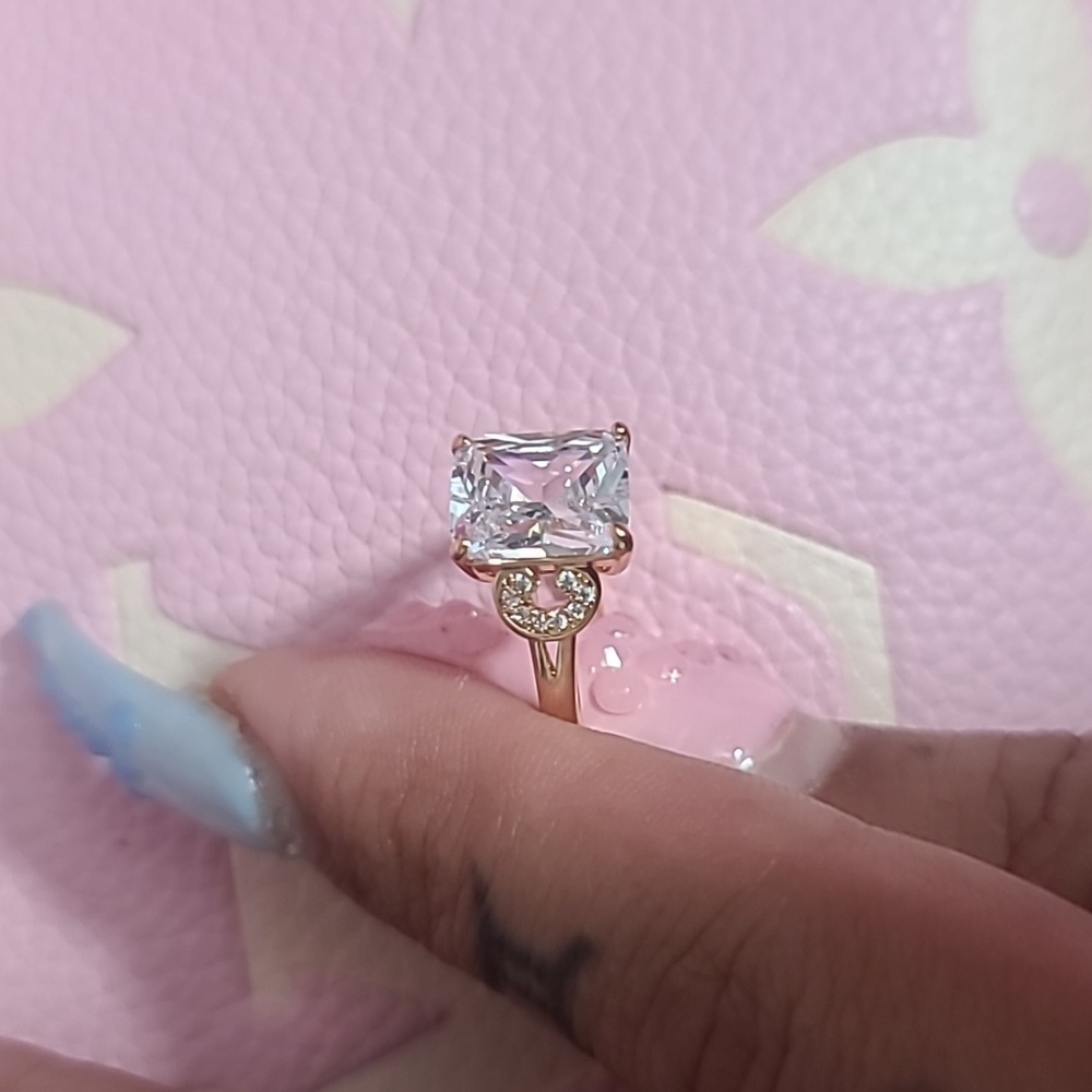 Rose Gold PLATED CZ Diamond Adjustable Ring - Picture 4 of 5